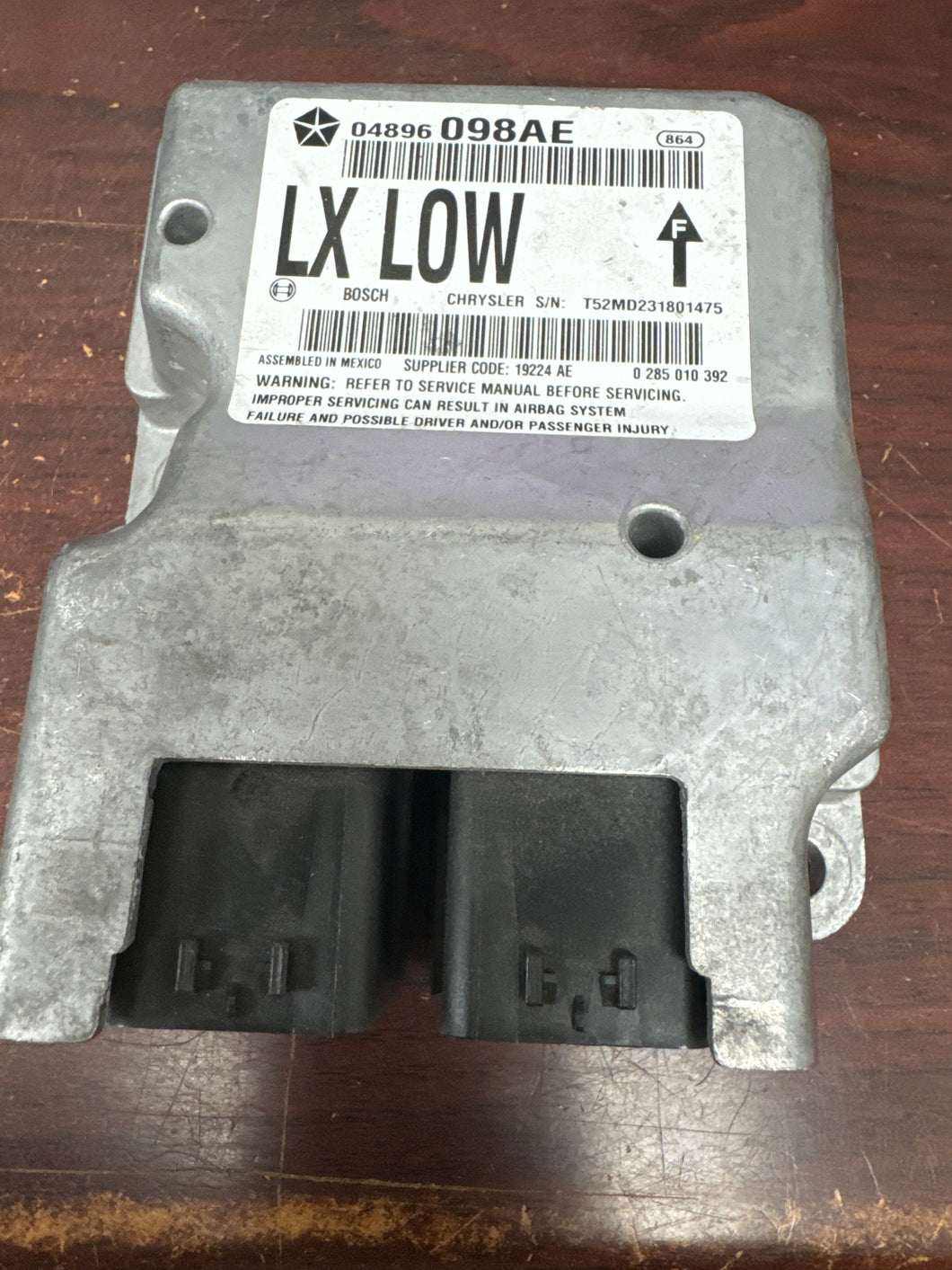 CHRYSLER 300 AIRBAG CONTROL MODULE PN: 04896098AE (P)