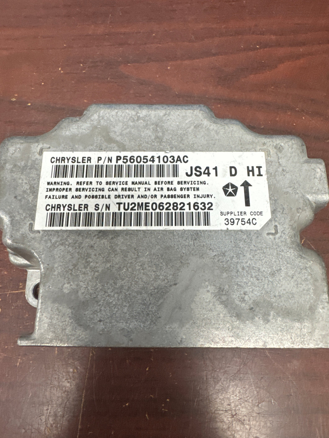 CHRYSLER SEBRING AIRBAG CONTROL MODULE PN: P56054103AC (P)